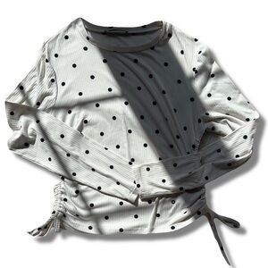 Suzy Shier Polka Dot Ruched Long Sleeve – Size L | Femme Fit | Flirty Pattern |